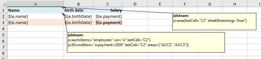 Template with jx:if condition that controls whether a row appears